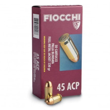 Munición Fiocchi 45 ACP Blindada 230 Grains