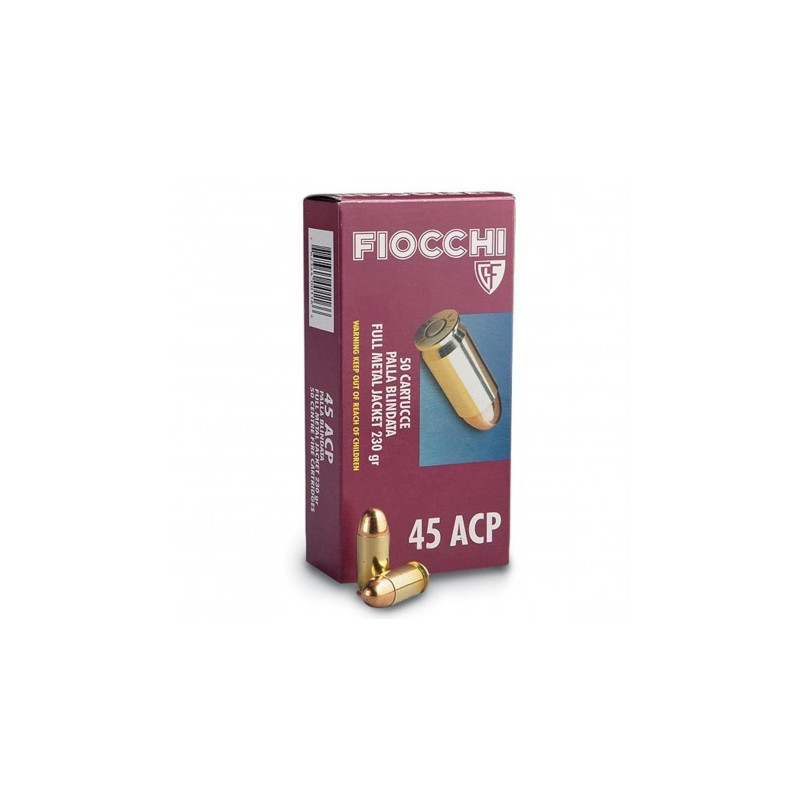 Munición Fiocchi 45 ACP Blindada 230 Grains